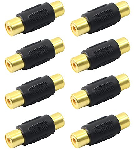 PNGKNYOCN Coupleur RCA Femelle à Femelle Plaqué Or Câbles Audio Vidéo RCA Adaptateur Extender pour Haut-Parleur, Câble RCA, Amplificateur (8-Pack)