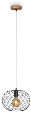 BRILONER - Pendelleuchte Vintage mit E27 Fassung, max. 40 W, Deckenlampe, Deckenleuchte, Hängelampe Esstisch, Küchenlampe hängend, Esszimmerlampe, 30 x 14,9 cm (DxH), Metall-Holz