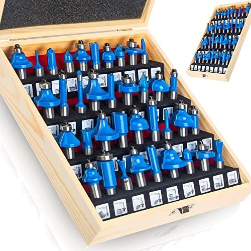 MAYLINEE 37 pcs Juego de brocas de fresado con punta de carburo de tungsteno de 12,7 mm de, herramienta de fresado de carpintería para recortadora de enrutador eléctrico (1/2-MN)