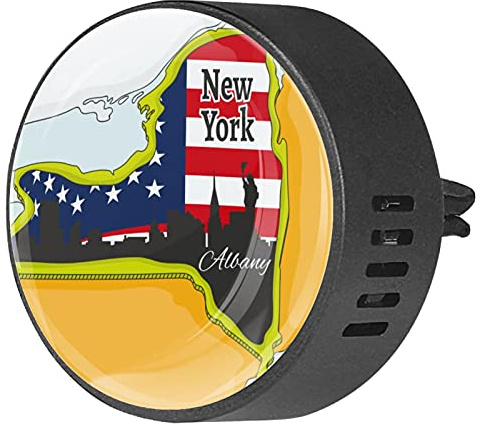 Timmershabi New York Map Lot de 2 diffuseurs de parfum pour voiture, aromathérapie, diffuseur de parfum pour voiture, bureau, cuisine