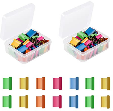 KINBOM 100Pcs Pince Reliure Inox, Pince Reliure de Recharge Pinces à Papier Bureau Clip Fonctionne avec Distributeurs Pinces pour Fixer Papier Feuilles Mobiles Bureau École à Domicile (Coloré)