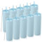 Volhoply 20oz Plastic Skinny Tumblers Bulk 10 Pack,Double Wall Tumbler with Lid and Straw,BPA Free Matte Acrylic Iced Coffee Cups for Parties(Blue, 10 Set)