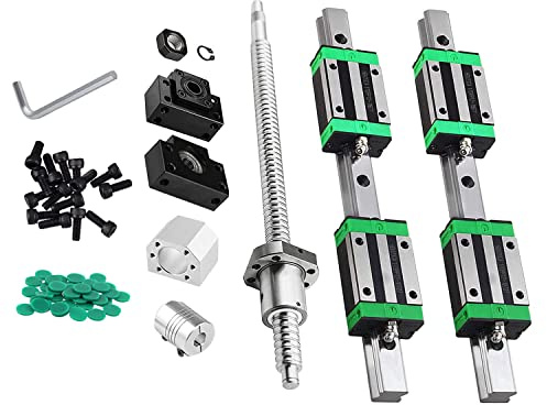 CNCMANS Linearführung Set 2PCS HGR20-300mm Linearführungsschiene mit Gleitblock + SFU1605-300mm Kugelumlaufspindel mit BF12/BK12, Kupplung, Muttergehäuse + Sonstiges Zubehör für 3D Drucker CNC