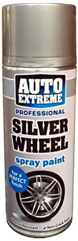 SuperGift 400ml Silver Wheel Spray Paint, Automotive Paint Sprayer, Multipurpose Exterior Black Spray Paint Matt, Interior Metal Spray Paint, for Cars, Bikes,Vans, Metal, Wood 1x 400ml