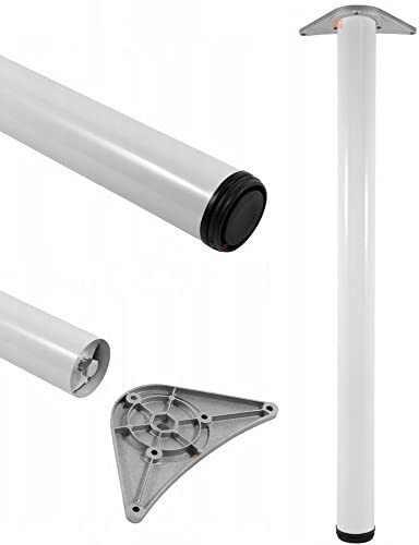 MonJar 1St. Tischbeine Möbelfuß H710mm Ø60mm Tischbein Höheverstellbar Schreibtischfüße (White)