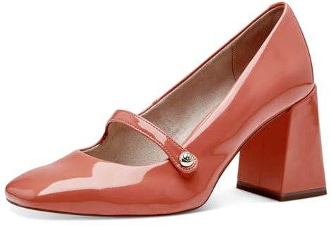Tamaris Damen Pumps mit Riemchen Vegan Blockabsatz; ORANGE/orange; 36