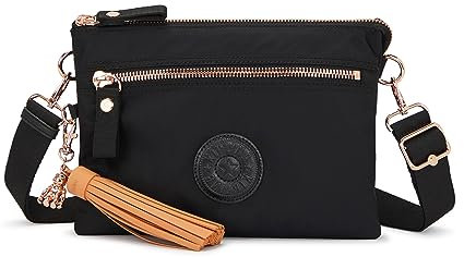Kipling Riri Large Crossbody Bag Rose Black, Rosa / Schwarz, 10.75''L x 7.75''H x 2.5''D