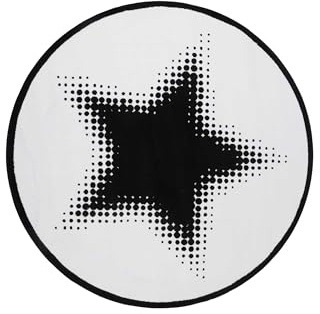 Wecon Home Teppich Walk of Fame, 150 cm rund, Weiss | gewebter, moderner Hollywood-Glamour für dein Zuhause, Schwarz-Weiß-Mix mit Stern, B-Ware mit leichten Streifen