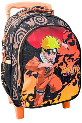 mybagstory - Sac à dos Naruto garcon – Orange - Noir - Enfant - Ecole - Maternelle - Garderie - Primaire - Cartable garçon - Bretelles réglables – Idée Cadeau – 30 cm – trolley - roulettes