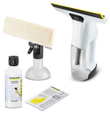 Kärcher WV 6 Plus Fenstersauger weiß (inkl. Zubehör,100 min Akkulaufzeit, Fensterreiniger für Fenster, Fliesen, Dusche und Vitrinen) (inkl. 1x Glasreiniger RM 500)