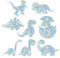 GORGECRAFT 16Stk Dinosaurier-Fensteraufkleber 8 Stile Große Regenbogen-Fensteraufkleber 3D-Dekorative Dinosaurier-Antikollisions-Fensteraufkleber Tür-/Fenster-Statik-Aufkleber Sonnenfänger