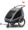 Klarfit GoKiddo Fahrradanhänger 2 Kinder - 2-in-1 Fahrradanhänger & Buggy mit Bremsen, Sicherheitsgurten, Verstellbaren Sitzen, 40kg Kapazität, Regen & UV Schutz, Zusammenklappbar, Dunkelgrau