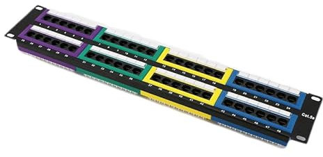 1 panneau de brassage UTP Cat 6 48 ports réseau RJ45 48 pouces monté en rack sans bras de gestion arrière coloré