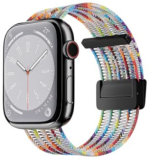 BolYel Cinturino Compatibile con Cinturini Apple Watch 38mm 40mm 41mm Donne Uomini, Nylon Braccialetto Traspirante Leggero Armband per iWatch Serie 9 8 7 6 5 4 3 2 1 SE, Arcobaleno
