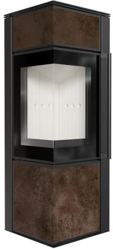 KRATKI Kaminofen aus Stahl TORA/S 8 kW Ø 150 Quarzsinter Oxide Moro mit Türfeder