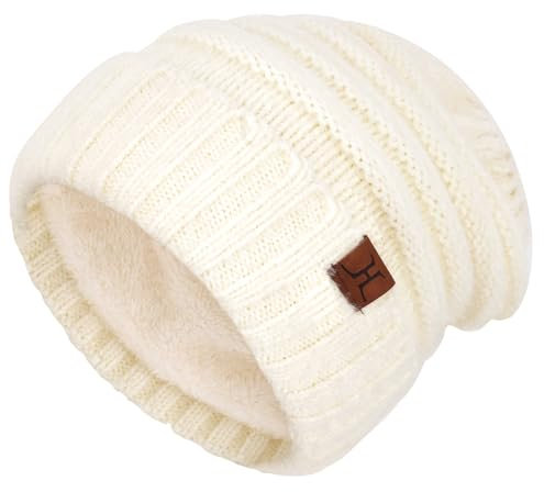 ZASFOU Damen Winter Mütze Beanie mit Fleecefutter Warme Kunst Nerz Samt Wintermütze Thermo Strickmütze Mützen für Frauen Geschenk