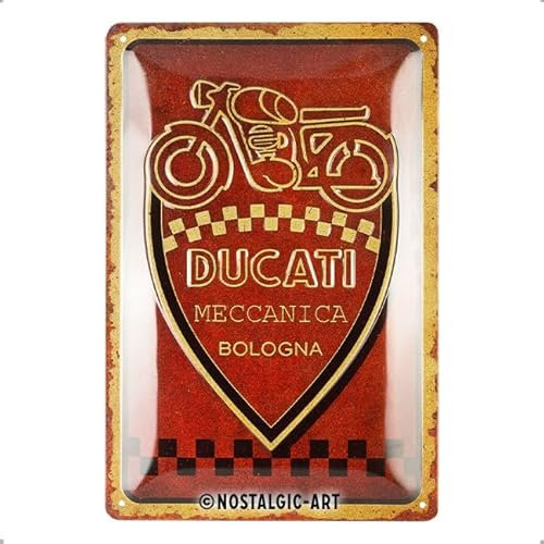 Nostalgic-Art Retro Blechschild, 20 x 30 cm, Ducati – Meccanica Bologna – Geschenk-Idee für Biker, Original Lizenzprodukt (OLP), aus Metall, Vintage Design, Blechschilder Sprüche
