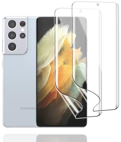 KoasVonson Film de Protection Hydrogel pour Samsung Galaxy S21 Ultra 5G, 2PCS Protection Ecran en Hydrogel HD Transparent Flexible TPU Protections d'écran, Film hydrogel Anti-Rayures