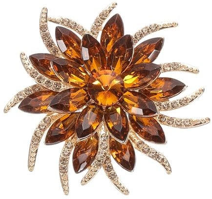 PATIKIL Strass Blumenbroschen, Mode Strass Brosche, Pin Abzeichen kristall Vintage elegante Kno für Damen Kleiderzubehör,Sekt