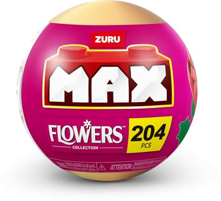 ZURU MAX Premium Garden Building Bricks Collection, Long Flowers Set with 2 Flowers, up to 233 Pieces, 10 Designs to Collect