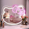 inShareplus Anime Hello Kit Neonschild-Spiegel, Schminktisch, 35,6 x 30,5 cm, niedliche Katze, LED-Neonlichter, Geschenk, 5 V, USB, dimmbar, beleuchteter Wandspiegel für Teenager, Mädchen, Geschenk