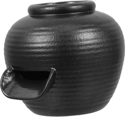 Pot Décoratif en Céramique pour Circulation Deau Accessoire pour Aquarium Cascade Intérieur/extérieur Noir