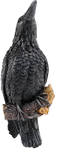 Cpolebev Rabe Statue GefäLschte Rabe Harz Statue KräHe Skulptur Draussen KräHen Halloween Kreative Eauves Dekoration