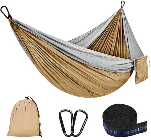 Hängematte Outdoor Camping Hängematten 300kg Tragkraft (300 x 200 cm) Einzel oder Doppel Ultraleicht Tragbar Reise Hängematte Garten Strand Doppelhängematte Fallschirm Nylon Atmungsaktiv Hammock