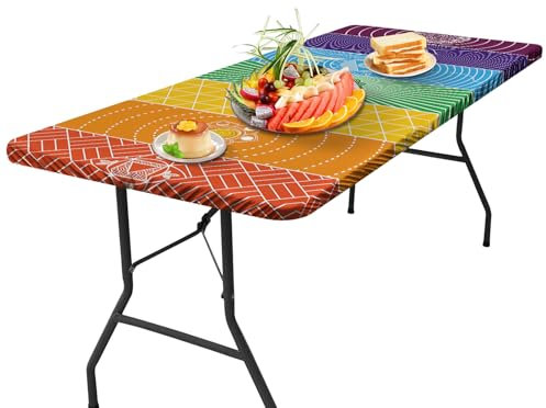 Uhngw Picknicktisch-Abdeckung, Camping, geometrische Passform, Outdoor-Picknickdecke, wasserdicht, winddicht, öldicht, Urlaubszubehör, Gadgets für den Park