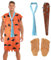 Fred Feuerstein-Kostüm für Erwachsene, Herren, 4-teilig, Höhlenmensch-Cosplay-Outfits mit Fußabdeckungen, aufblasbarer Club-Stick-Krawatte (XL)