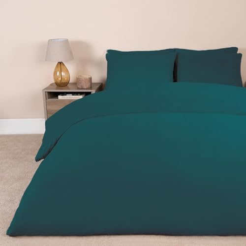 Brentfords Single Duvet Cover Set Super Soft Warm Thermal Teddy Fleece Duvet Set Single Luxurious Plain Dye Fluffy Fleece Cosy Teddy Bear Bedding with Pillowcase, Teal