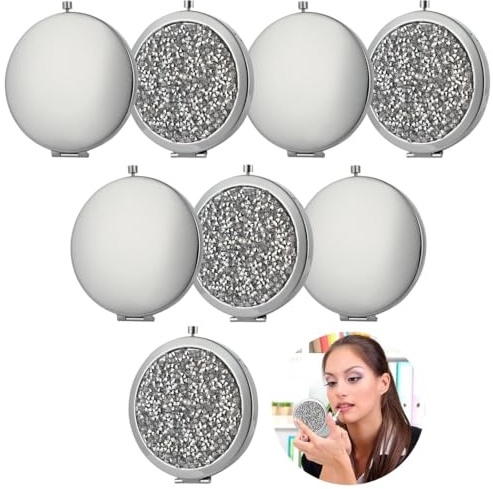 Pocket Makeup Mirrors Compact, Mirror Bulk Compact, Gift Bride Set Mirror Bag, Handheld Mirror Coetic For Shower Bridal Wedding Gifts, 2.8 2.8 Inch, 8 Pcs