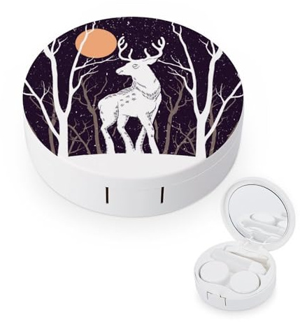 fkgvwo Contact Lens Case White Elk Contact Lens Box Travel Kit Portable for Travel & Home
