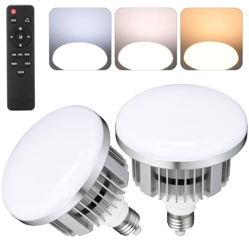4er Set 135W LED Fotolampe E27, Stufenlos Dimmbar (3000K-6500K) | Flackerfrei, Energiesparende Studioleuchte für Softbox, Porträtfotografie, YouTube Streaming & Videografie