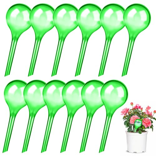 Udbrud 12 Pcs Globos de Riego 70 ml, 13x5cm Bolas de Riego Automáticas Equipos de Riego para Plantas Flores Bolas de Riego Automático Sistema para Plantas en Maceta