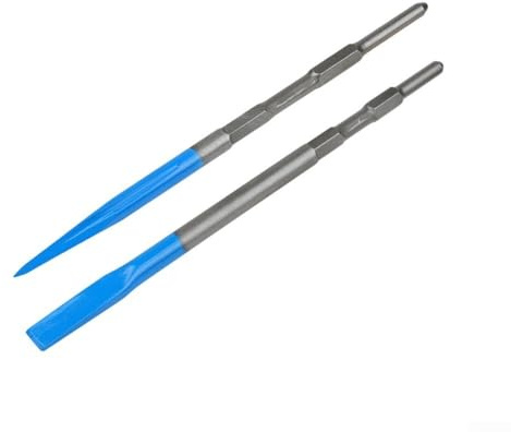 Nutmeißel-Set, spitze und flache Meißel aus gesenkgeschmiedetem 40CR-Stahl, für Fliesen-, Beton- und Ziegelentfernung mit Sechskant-/Vierkantschaft-Kompatibilität (Hex-Schaft)