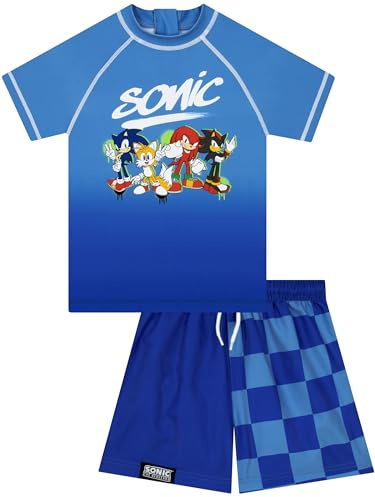 Sonic The Hedgehog Schwimmanzug für Jungen, Cooles Set mit Badeshorts Jungen und Badehose Junge, 2-teiliges Sonic Schwimmset