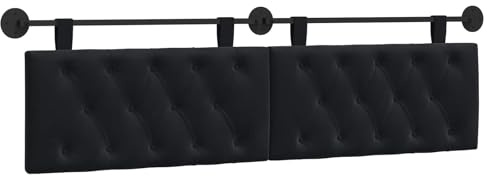 vidaXL Hängendes Kopfteil Schwarz Samt, Schlafzimmer, modernes Wand-Kopfteil, rechteckig mit Samtbezug, gesteppt, Holzwerkstoff, platzsparende Dekoration