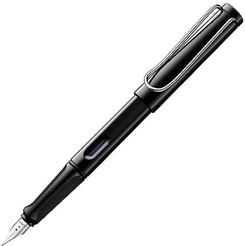 Lamy safari black Füller - Füllhalter mit ergonomischem Griff & polierter Stahlfeder in Strichbreite B – robuster ASA-Kunststoff - inkl. Tintenpatrone T 10 blau - Rechtshänder