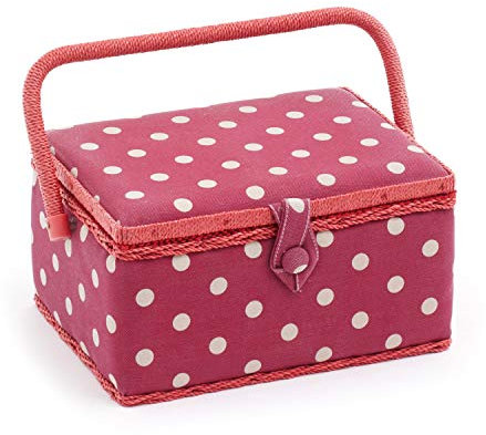 Hobby Gift MRM Exclusiva Caja de Almacenamiento Mediana para Manualidades de Costura, Madera, Rojo (Lunares), 18.5 x 25.5 x 14.5cm