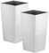 CrazyGadget Tall Square Plastic Rattan Indoor/Outdoor Planters, Set of 2, White, 17 Litre