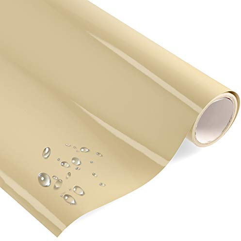 Premium Möbelfolie Hochglanz - Beige - 1 Meter x 63 cm und Bastelfolie - verschiedene Größen - Küchenfolie - Klebefolie für Möbel, Türen selbstklebende Folie Küche
