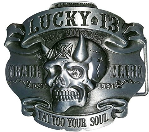 n n Buckle Lucky 13 Devil, Tattoo your soul, Gambler, Poker, Gürtelschnalle Rockabilly