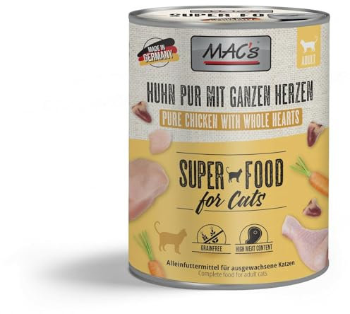 Mac's Katzenfutter getreidefrei Huhn mit ganzen Geflügelherzen, 6 x 800 g
