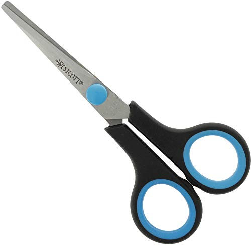 Westcott E-30250 00 Easy-, Softgrip Schere, rostfreie Klingen, blau-schwarzer Kunststoff-Griff, 14 cm / 5 Zoll, 1 Stück