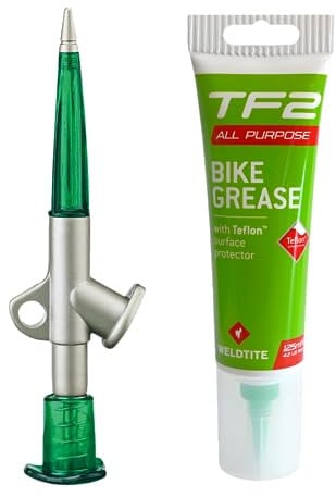 WELDTITE All Purpose Bike Grease (125 ml) & Applicator Thread Spec 9/16 UNF 18 t.p.i. Set for Headsets, Bottom Brackets, Hubs, Pedals, & Suspension Systems