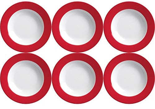 Flirt by R&B Suppenteller / tiefer Teller 'Doppio', Ø 22cm, rot, 6-teilig (1 Set)