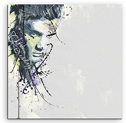 Paul Sinus Art Elvis Presley 60x60cm Keilrahmenbild Kunstbild Aquarell Art Wandbild auf Leinwand fertig gerahmt Original Unikat
