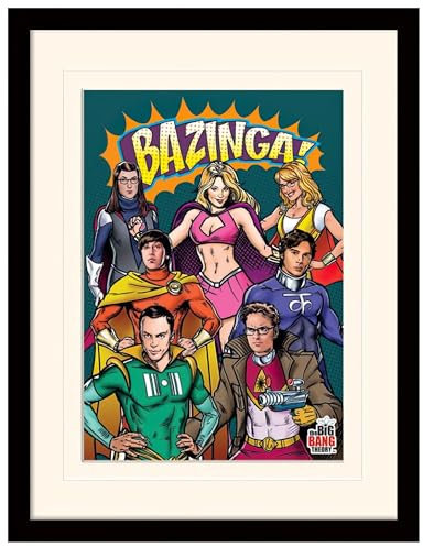 1art1 Big Bang Theory Poster Superheroes Gerahmtes Bild Mit Edlem Passepartout | Wand-Bilder | Im Bilderrahmen 40x30 cm