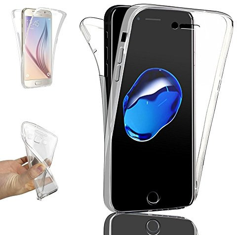 REY Coque pour iPhone 7 Plus, TPU Transparent 360 Degres Full Body Protection